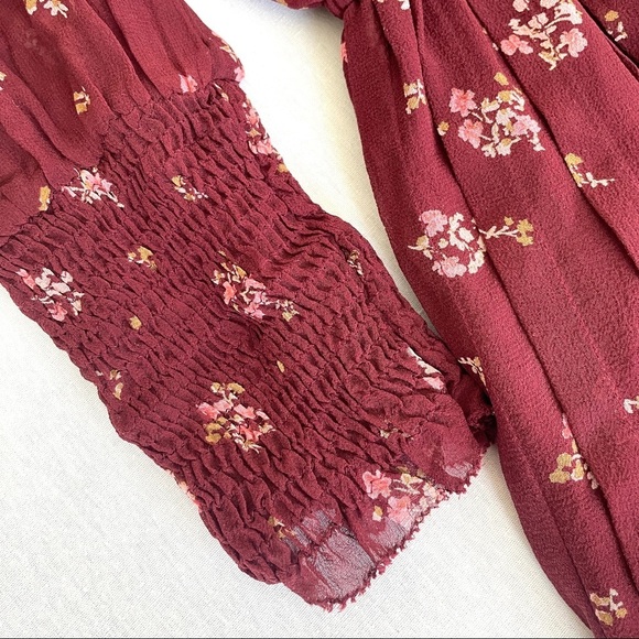 JOIE Arleth Cold Shoulder Floral Silk Dress In Deep Verbena - Picture 8 of 11